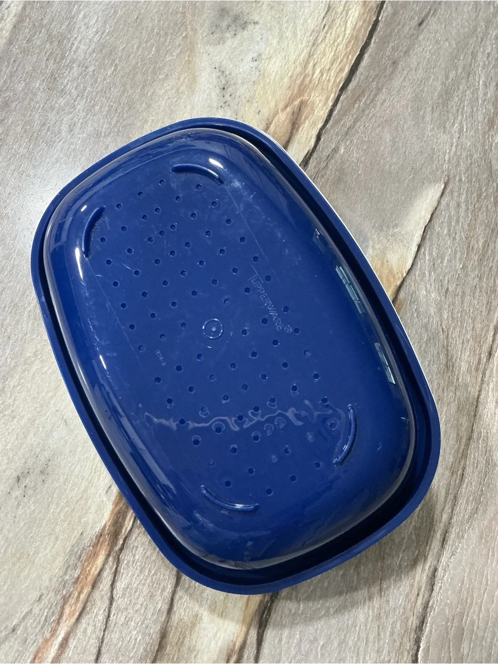 Vtg Tupperware 1274 Microwave Steamer Basket & Lid 1275 Blue White Replacement
